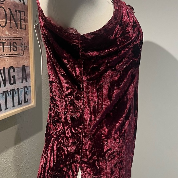 Paparazzi Red Velvet Tank Top with Lace Trim - Picture 7 of 9